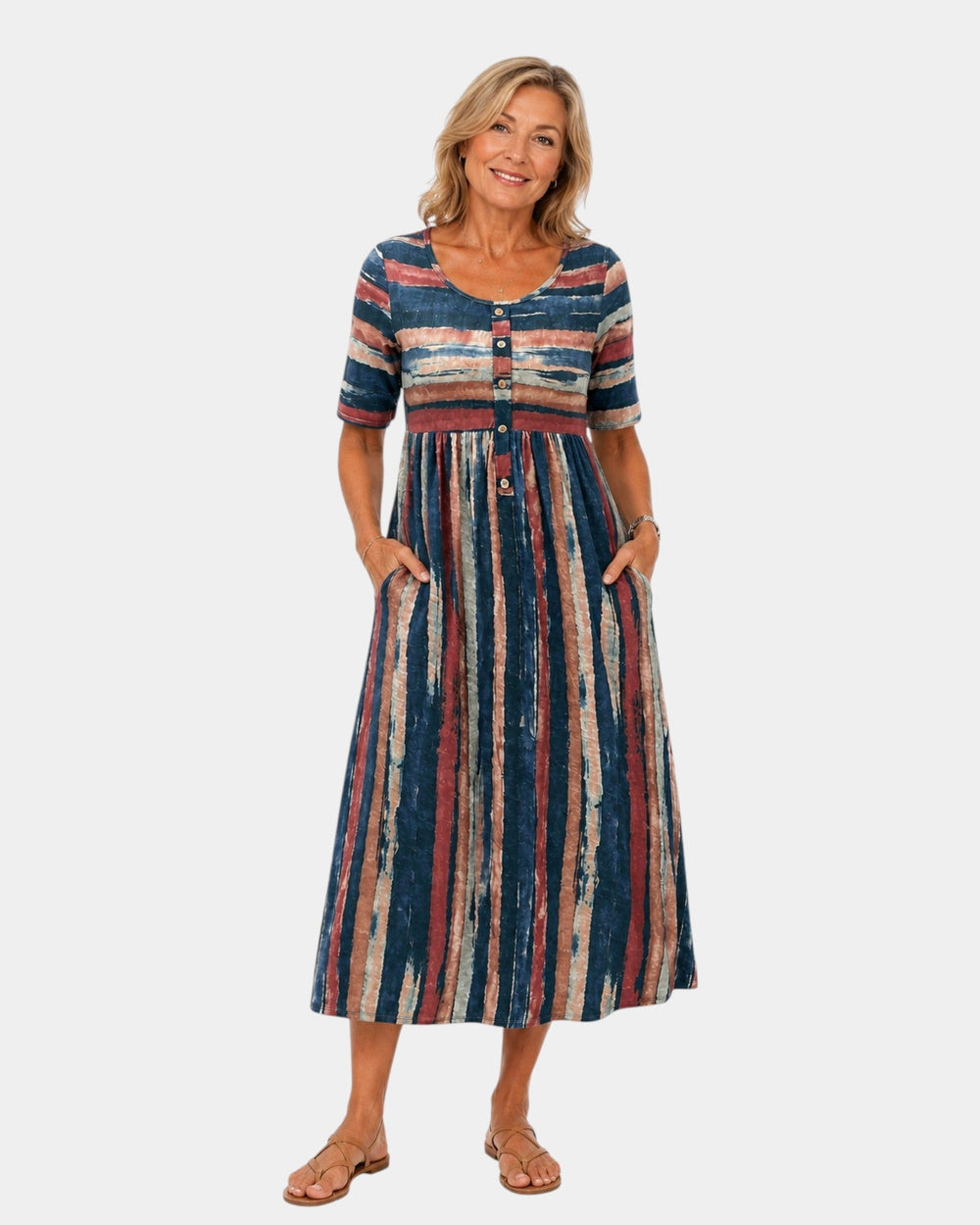 Wendoline | Elegantné pruhované midi šaty