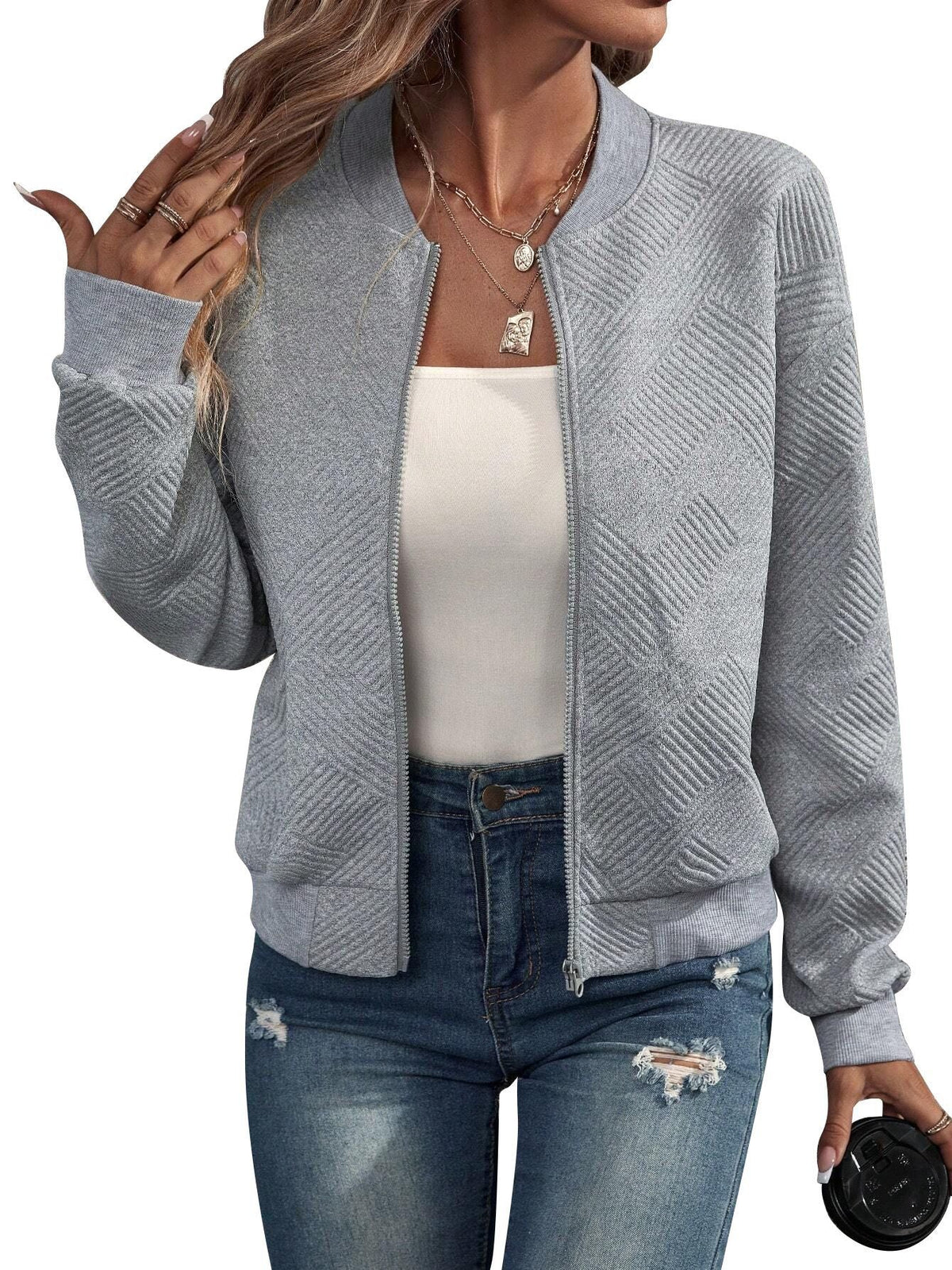 Dora – Štruktúrovaná bomber bunda na zips