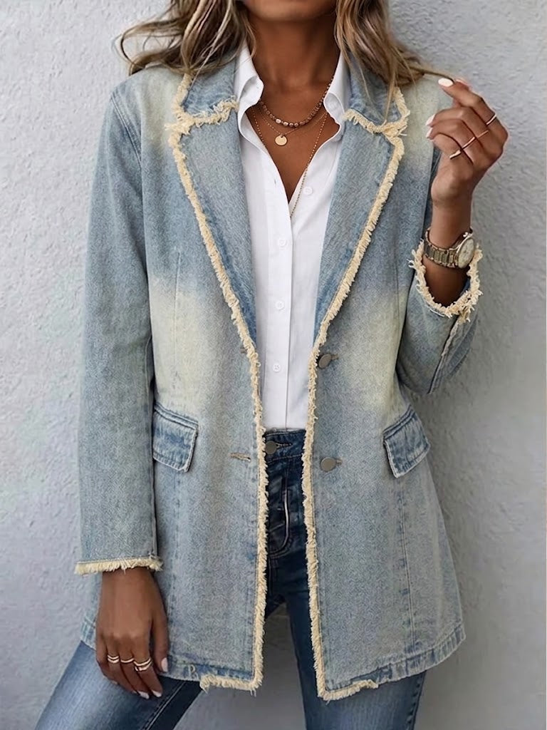 Hannah | Oversize sako vo vintage štýle s neobšitými okrajmi