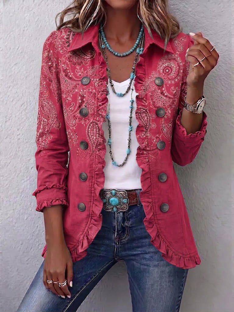 Camila | Vintage bunda s volánmi a vzorom paisley