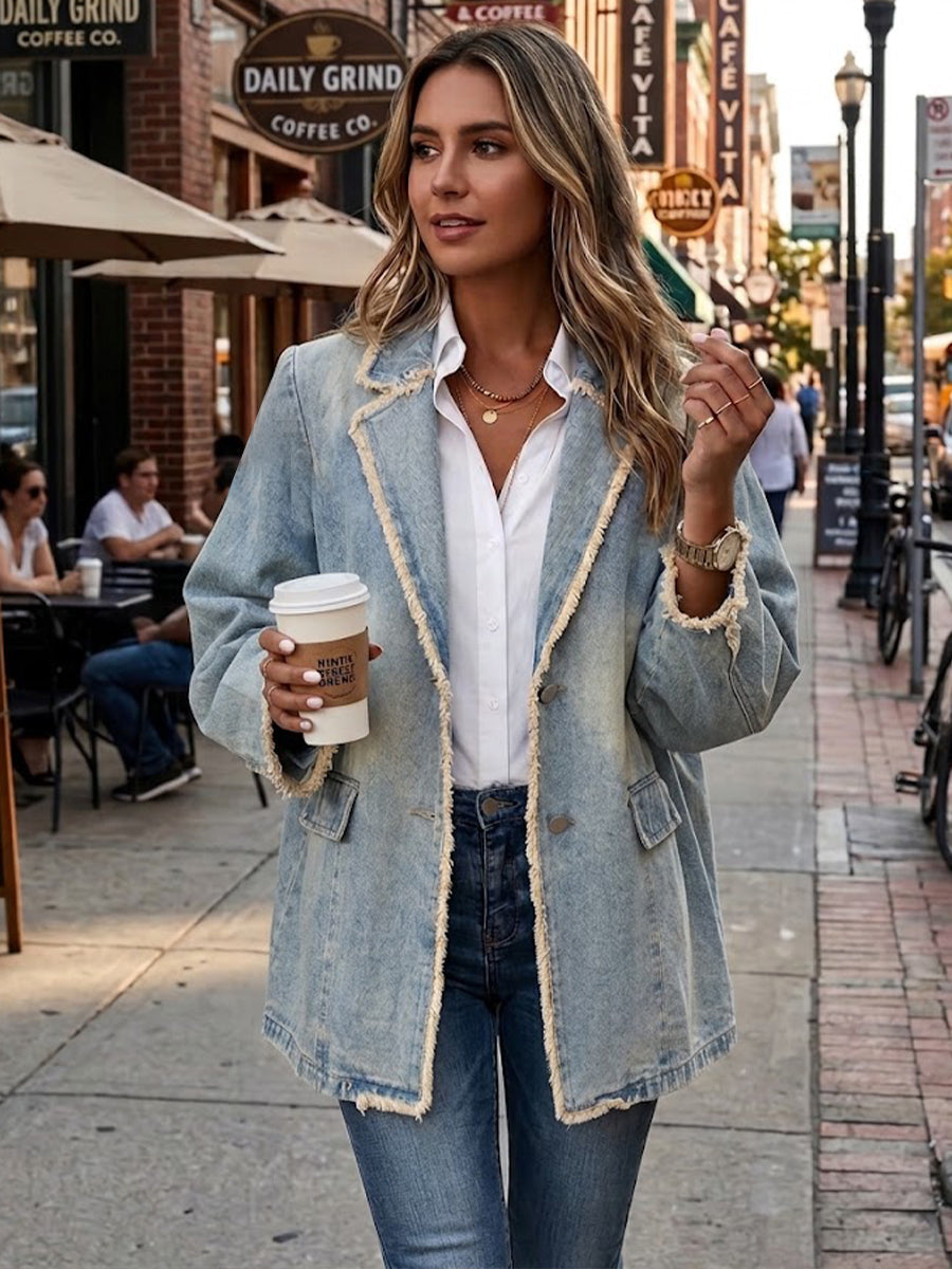 Hannah | Oversize sako vo vintage štýle s neobšitými okrajmi
